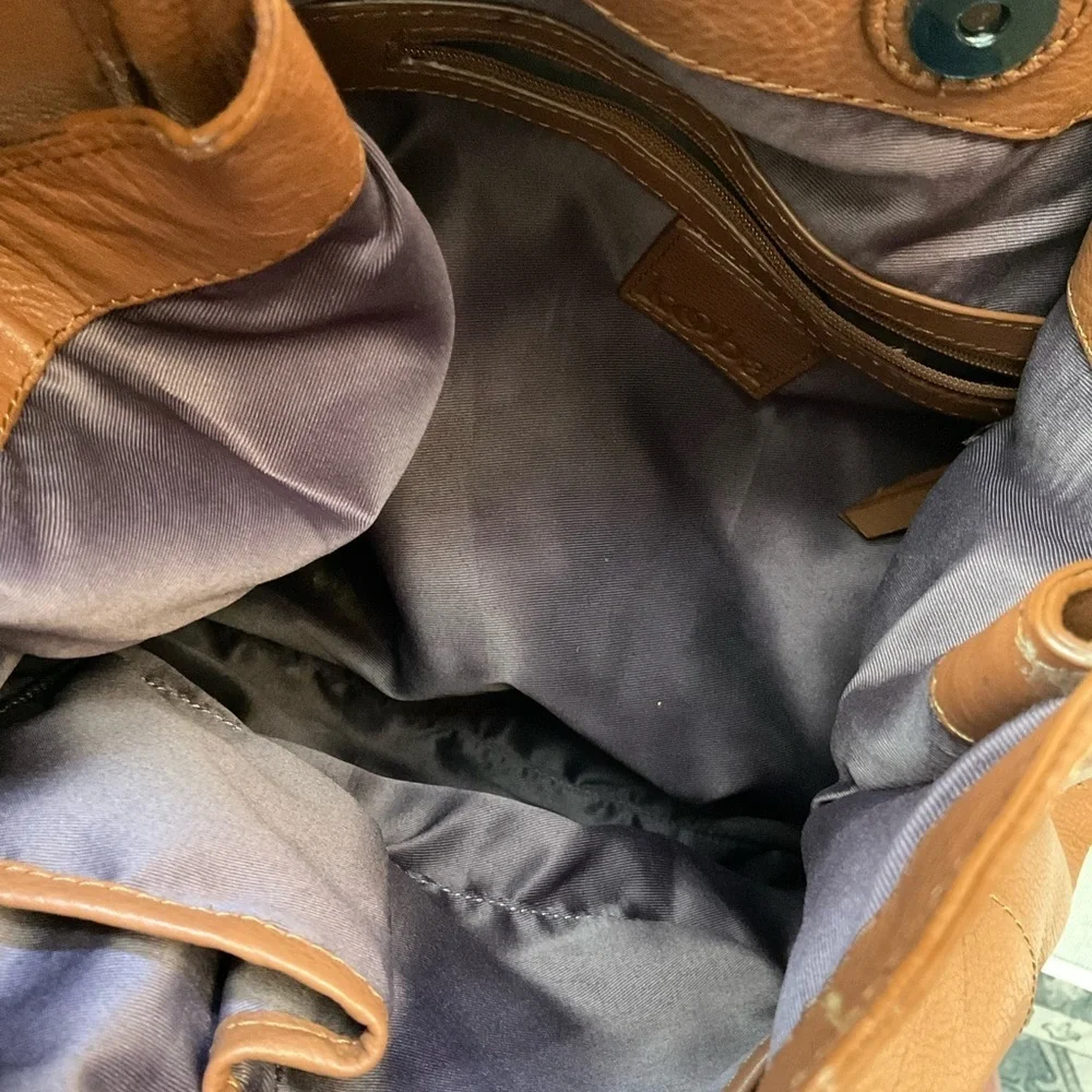 Kooba Whiskey Brown Zip Double Strap Hobo Satchel Tote Bag Medium Size